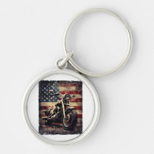 Vintages Motorrad USA Flag Retro Biker Amerikaner Schlüsselanhänger