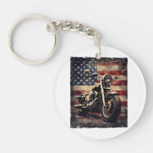 Vintages Motorrad USA Flag Retro Biker Amerikaner Schlüsselanhänger