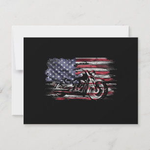 Vintages Motorrad USA Flag Retro Biker, Motorrad Magneteinladung