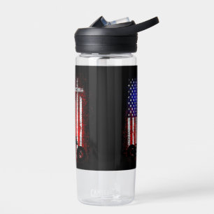 Vintages Motorrad USA Flagge Christlicher Glaube a Trinkflasche