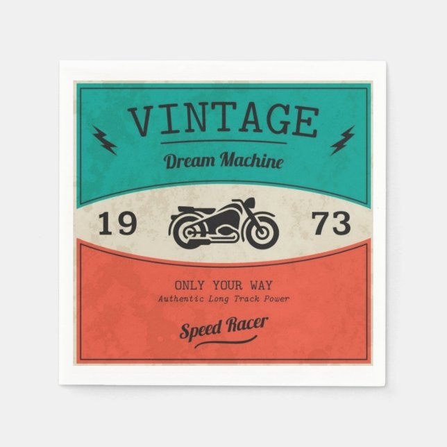 Vintages Motorradpapier Napkin Serviette (Vorderseite)
