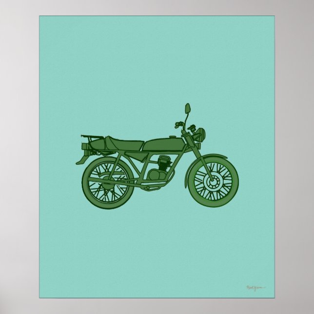 Vintages Motorradposter - Handgezeichnet Poster (Vorne)