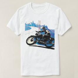 Vintages Motorradrennen - Blau T-Shirt