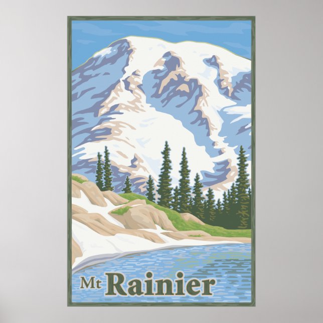 Vintages Mount Rainier Travel Poster (Vorne)