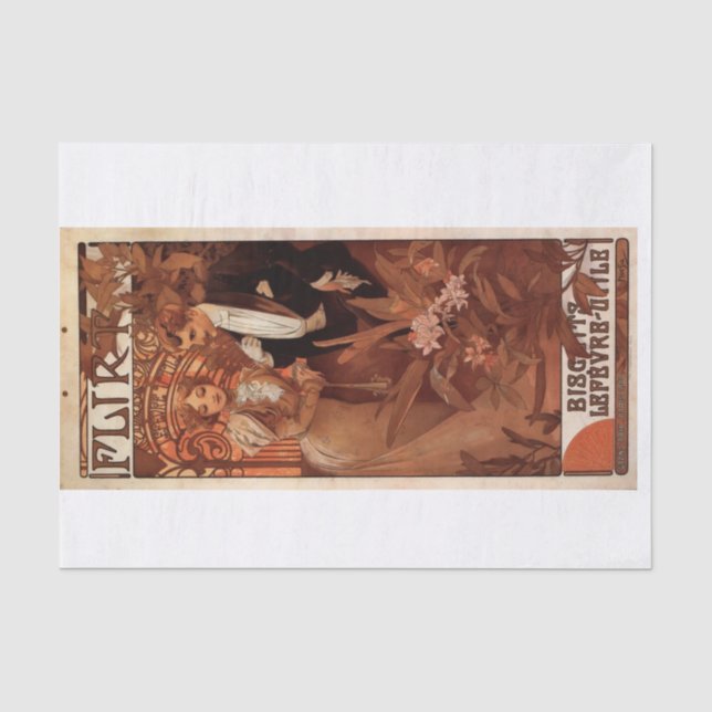 Vintages Mucha-Kunstdecoup Seidenpapier (Vorderseite)