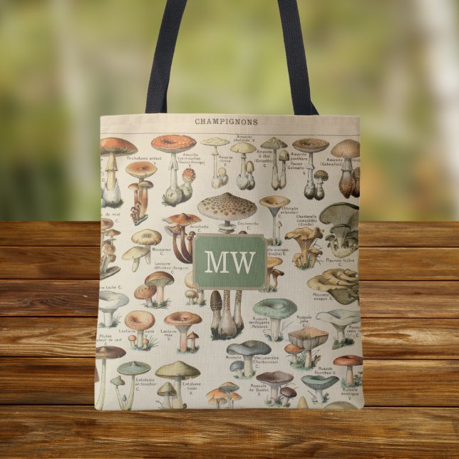 Vintages Mushroom Custom Monogram Book Tasche (Von Creator hochgeladen)