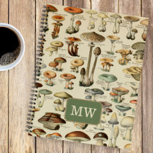 Vintages Mushroom Custom Monogram Journal Note Boo