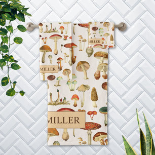 Vintages Mushroom Muster Badhandtuch Set