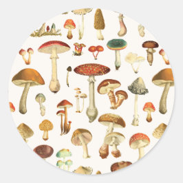 Vintages Mushroom Muster Runder Aufkleber