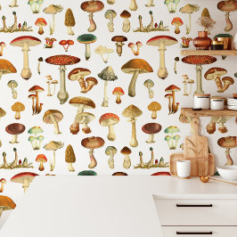 Vintages Mushroom Nahtloses Muster Tapete