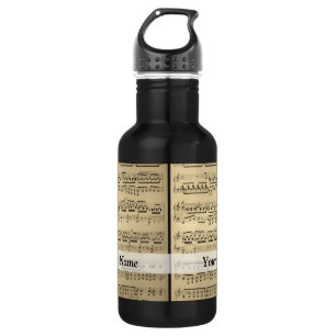 Vintages Musikblatt Edelstahlflasche