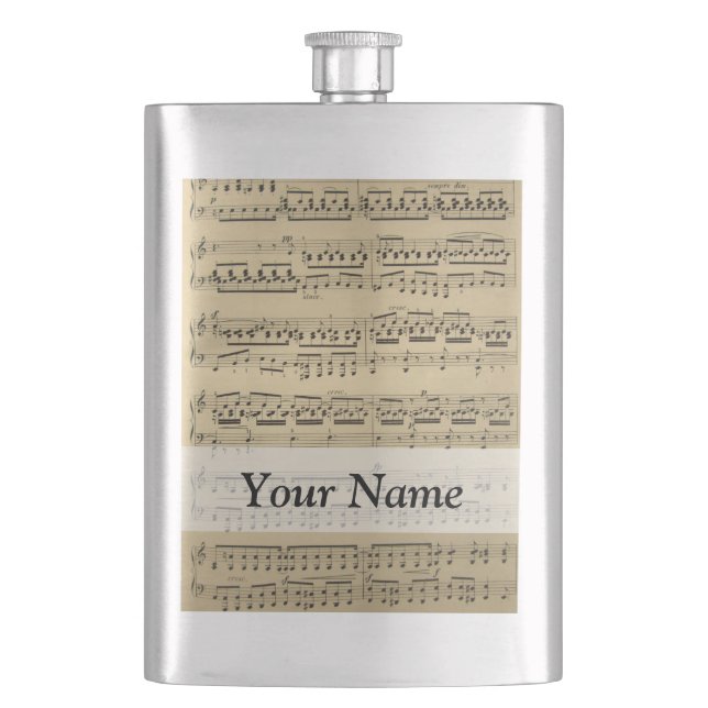 Vintages Musikblatt Flachmann (Vorderseite)