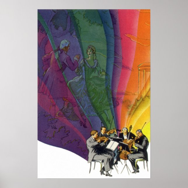 Vintages Musikrenbow, Viktorianisches Coupettanz Poster (Vorne)