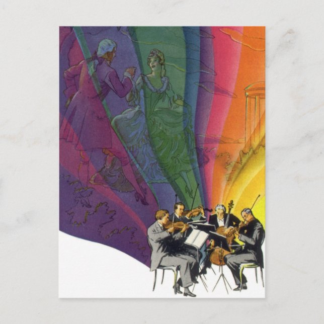 Vintages Musikrenbow, Viktorianisches Coupettanz Postkarte (Vorderseite)