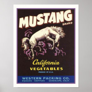 Vintages Mustang California Gemüse Poster