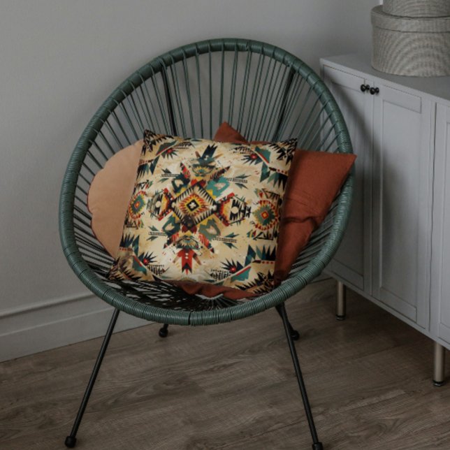 Vintages Muster amerikanischer Ethnic Art Kissen (native american usa southwest indigenous tribal boho culture traditional Indian holiday gifts parent)