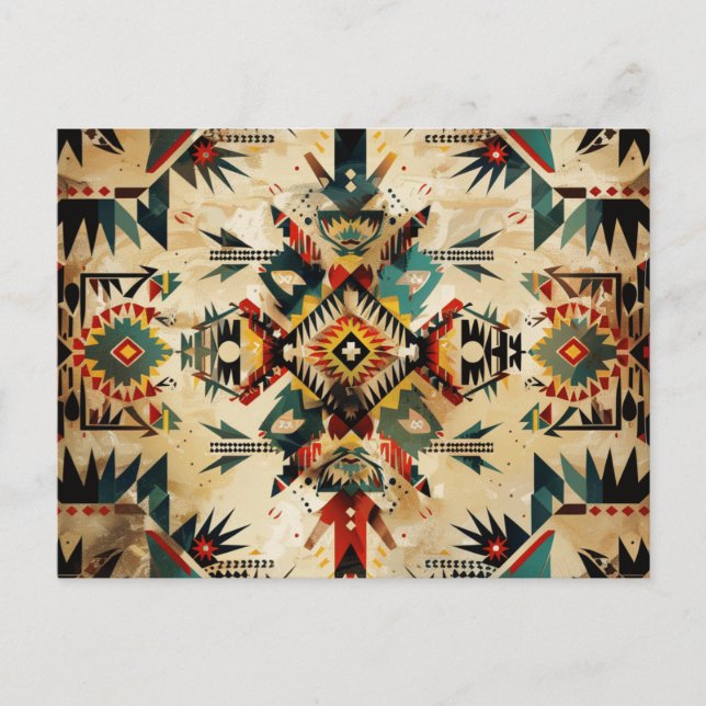 Vintages Muster amerikanischer Ethnic Art Postkarte (Vorderseite)