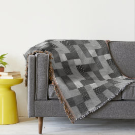 Vintages Muster aus Patchwork, schwarz und weiß Decke