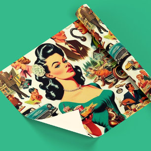 Vintages Muster der 50er Jahre Geschenkpapier