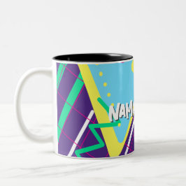 Vintages Muster der 90er Jahre, geometrische Retro Zweifarbige Tasse