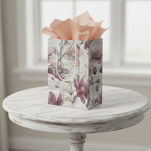 Vintages Muster der floralen Zeitung Mittlere Geschenktüte