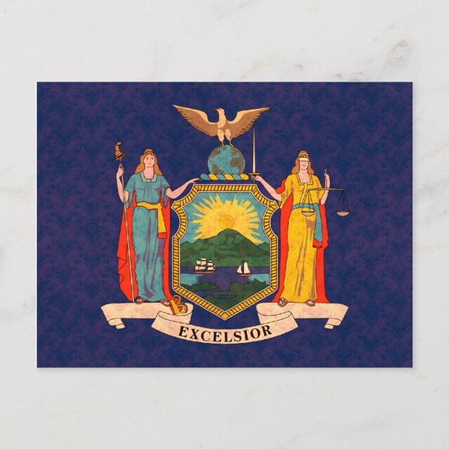 Vintages Muster der New Yorker Flag Postkarte (Vorderseite)