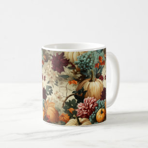 Vintages Muster des Erntedanks mit Blumenmuster (8 Kaffeetasse
