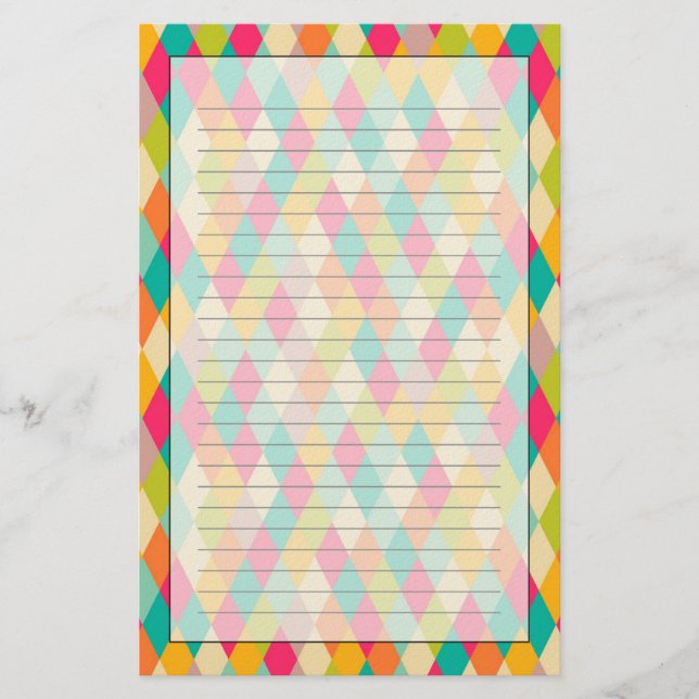 Vintages Muster des Harlekins Briefpapier (Vorderseite)