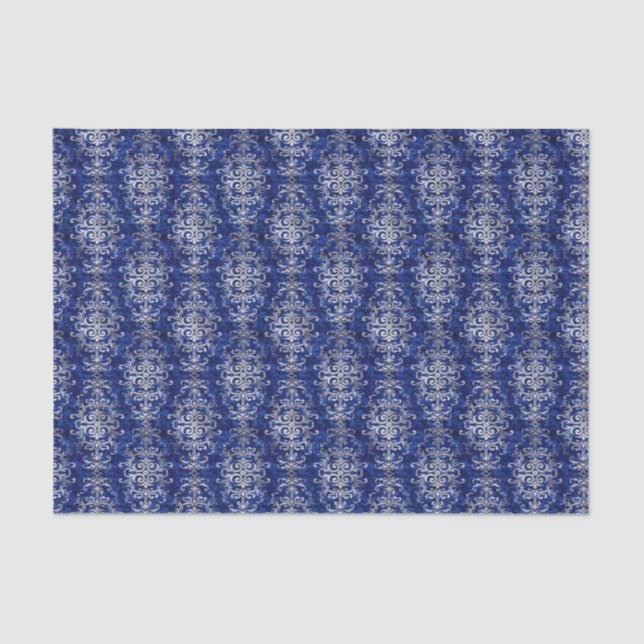 Vintages Muster für blaue Silbermatte Seidenpapier (Vorderseite)