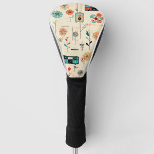 Vintages Muster für Blumen und Kamera (2) Golf Headcover
