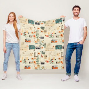 Vintages Muster für Blumen und Kamera (6) Fleecedecke