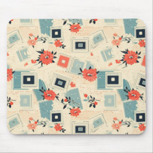 Vintages Muster für Blumen und Kameras (3) Mousepad