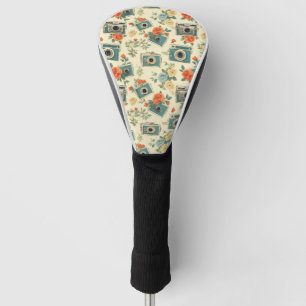 Vintages Muster für Blumen und Kameras Golf Headcover