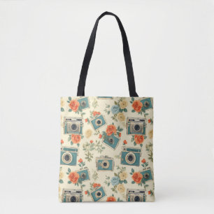 Vintages Muster für Blumen und Kameras Tasche