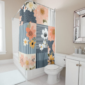 Vintages Muster für Blumenmuster - Pastell (3) Duschvorhang