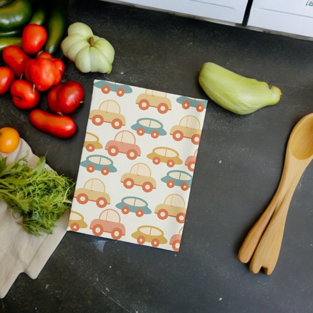 Vintages Muster für mehrfarbige Autos Geschirrtuch (Kitchen Towel)