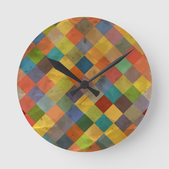 Vintages Muster. Geometrisch. Runde Wanduhr (Vorderseite)