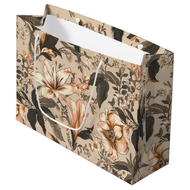 Vintages Muster-Geschenktasche Große Geschenktüte (Vorderseite Schrägansicht)