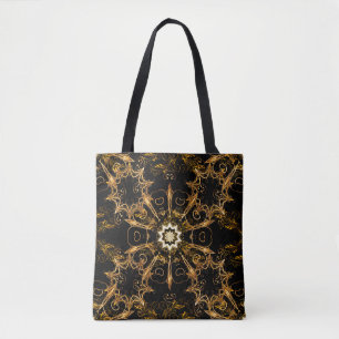 Vintages Muster. Goldenes Gitter. Schneeflocke, We Tasche