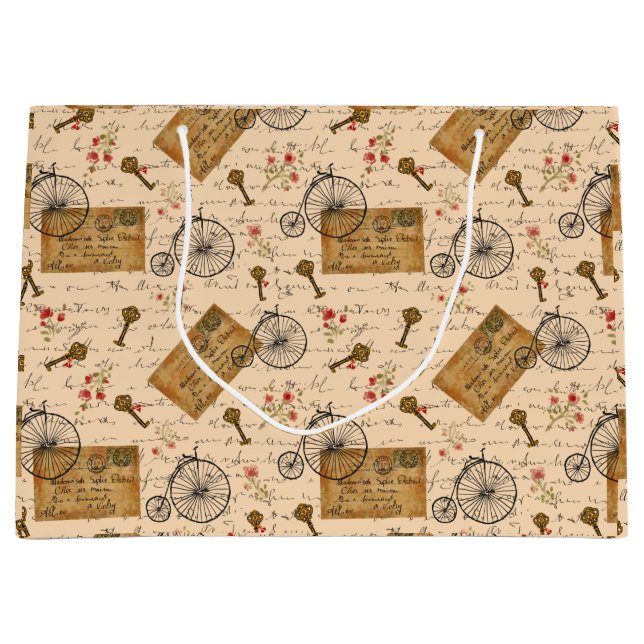 Vintages Muster Große Geschenktüte (Vorderseite)