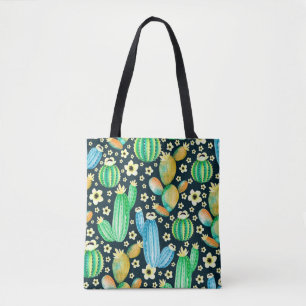 Vintages Muster mit Sukkulenten. Aquarellkaktus Tasche