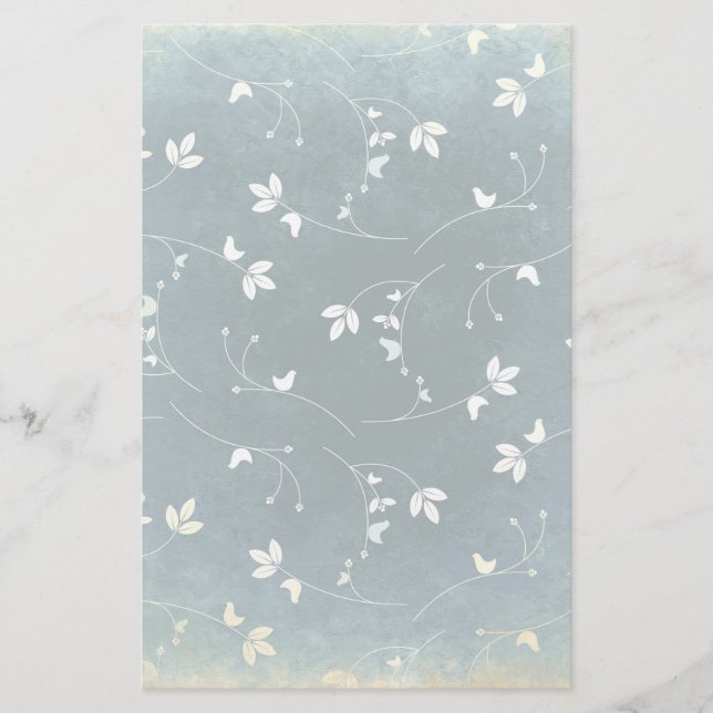 Vintages Muster mit Vögeln und Blätter Briefpapier (Vorderseite)