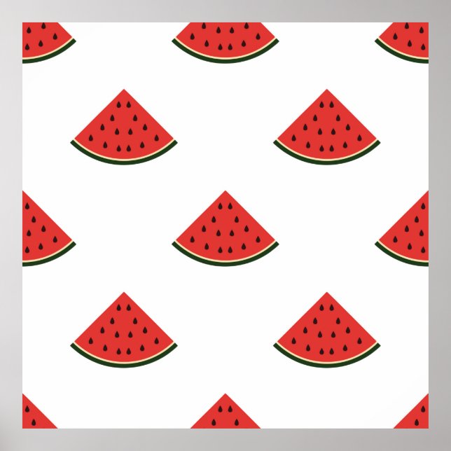 Vintages Muster mit Wassermelonen-Scheiben Poster (Vorne)