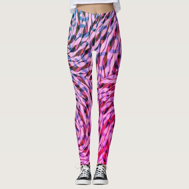 Vintages Muster-Mix aus rosa Magie Leggings (Vorderseite)