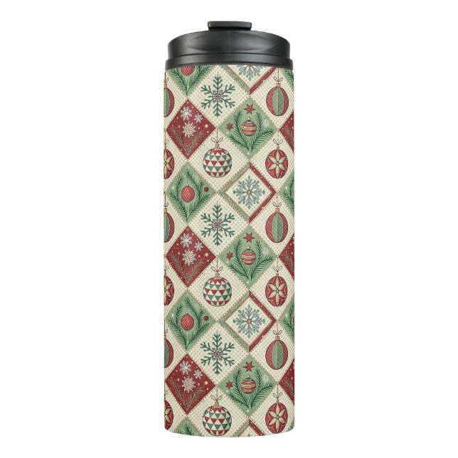 Vintages Muster - Weihnachtsmuster Thermosbecher (Vorderseite)