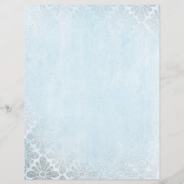 Vintages Musterpapier für Silber und Blau (Vorderseite)