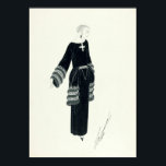 Vintages Nachmittagskleid Art Deco Gezeichnet von  Poster<br><div class="desc">Dies ist ein digital erweiterter Druck eines Vintagen Stifts und einer Tinte mit dem zeichn Robe d'après-midi (Nachmittagskleid). Es wurde um 1922 von Erté für Harpar's Bazaar gezeichnet und zeigt ein weibliches Modell in langen schwarzen Kleid,  drei Fellbänder auf Ärmeln und angesagte Paneele.</div>