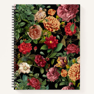 Vintages nächtliches Blumenmuster  Notizbuch