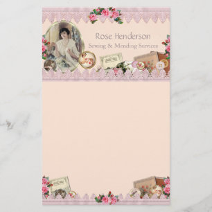 Vintages Nähen Dusty Pink Briefpapier