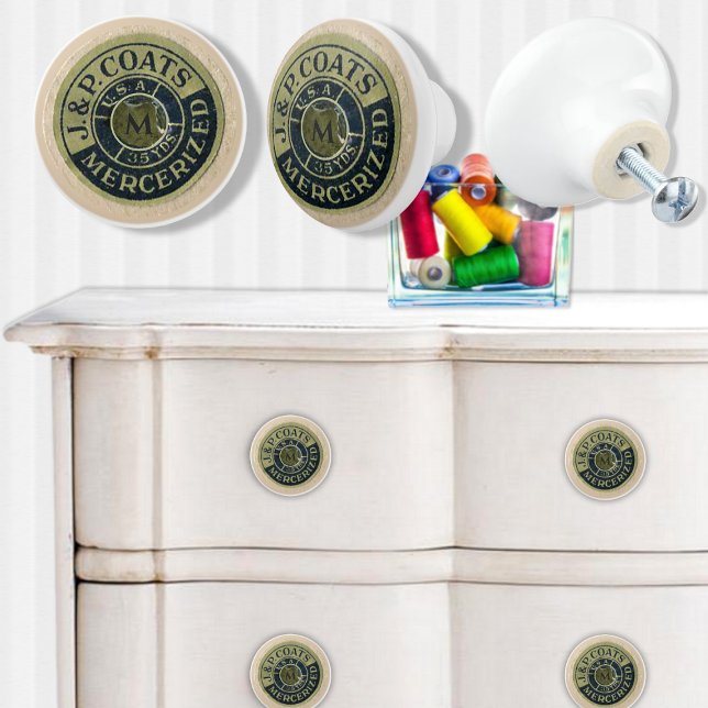 Vintages Nähen Ephemera Keramikknauf (Von Creator hochgeladen)